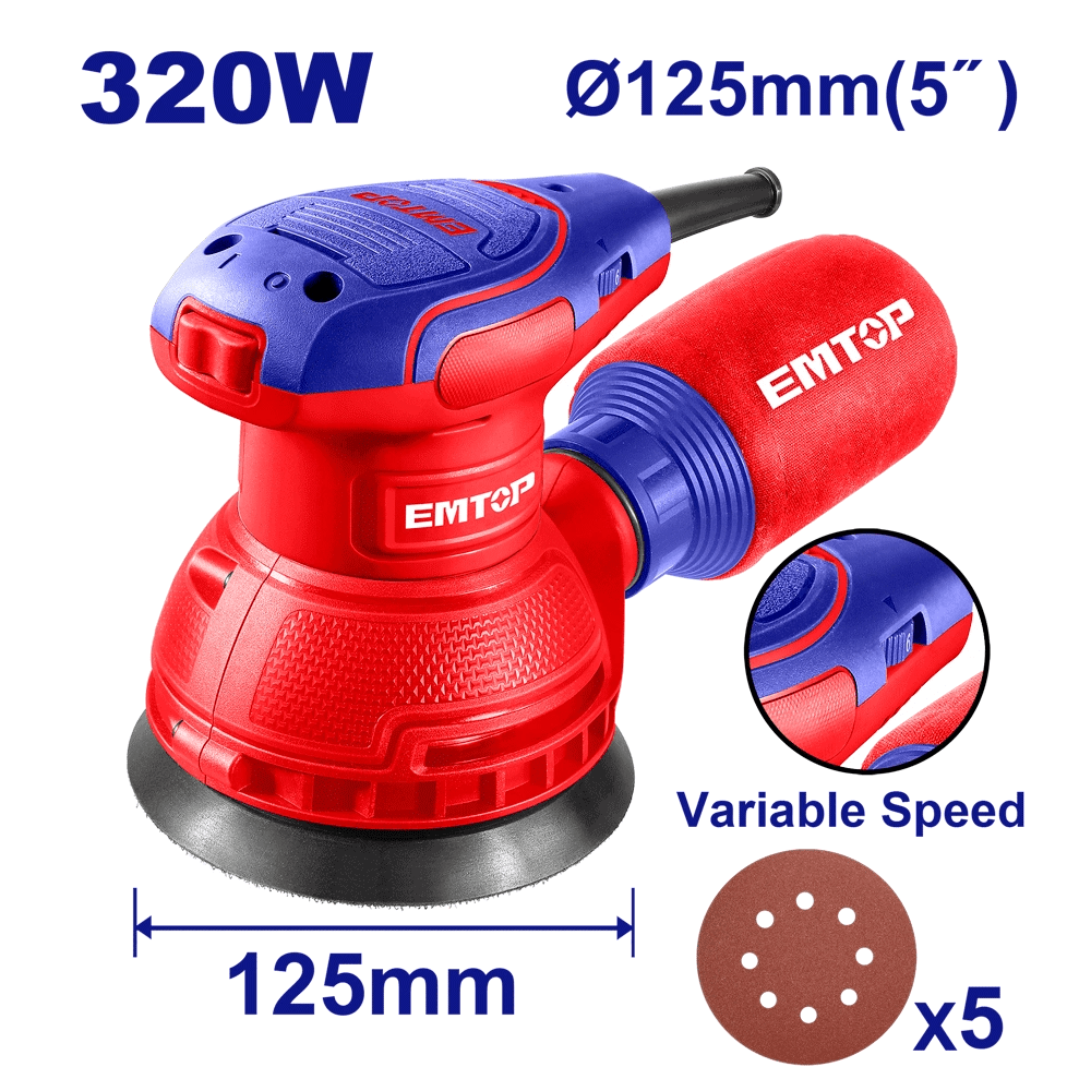 Ponceuse rotative 125MM 320W EMTOP EFSR23206 - SME IMPORT