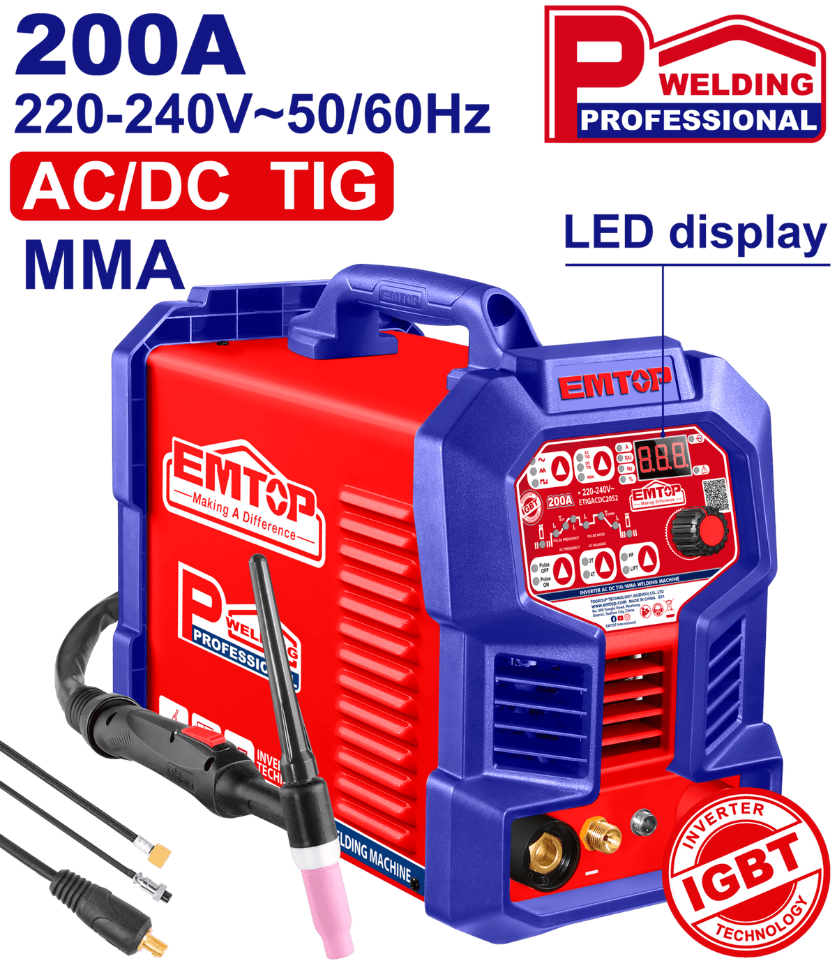 Poste à souder tig/mma acdc EMTOP ETIGACDC2052 - SME IMPORT