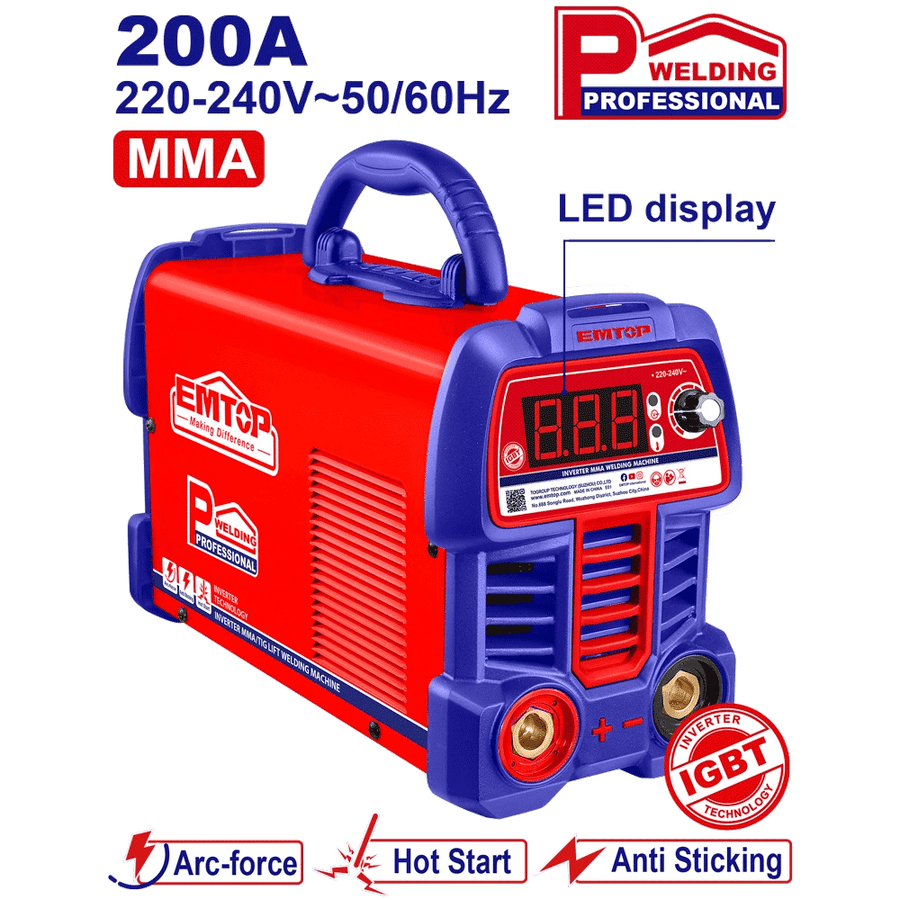 Poste de soudage mma 200A pro+ac EMTOP EWDEM2061 - SME IMPORT