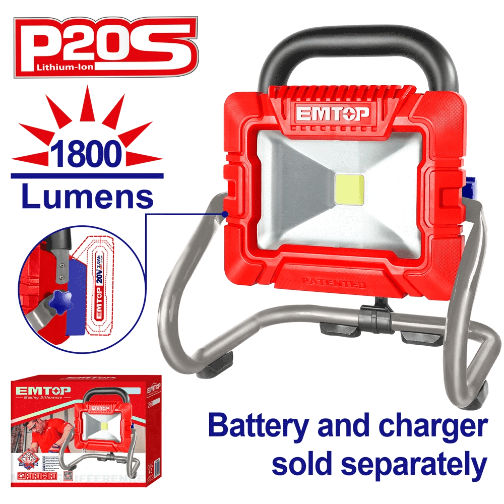 Projecteur LED 1800 lumens 20V EMTOP LWL2025 - SME IMPORT
