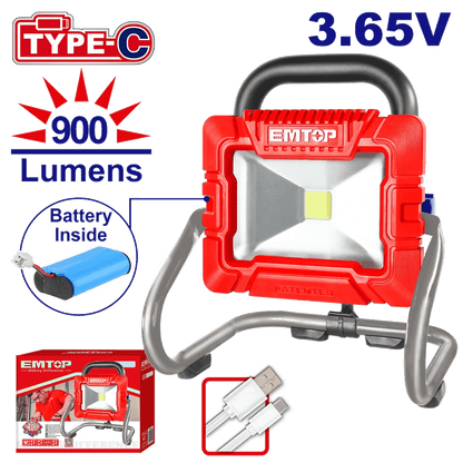 Projecteur LED 900 lumens 3.65V EMTOP ELWL4415 - SME IMPORT
