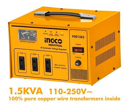 Régulateur de tension automatique 1500 VA INGCO – VS01503 | Protection intelligente de votre matériel