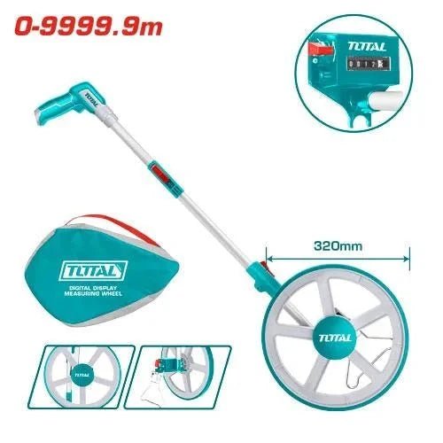 Roue mesure numérique TOTAL 0 à 9999,9 m diamètre 320 mm pour professionnels TMT19945 - SME IMPORT