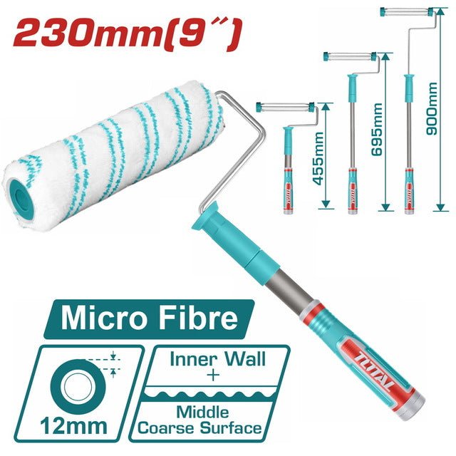 Rouleau mohair 12 mm microfibre 230 mm pour peinture intérieur murs plafonds texture moyenne TOTAL THT8592T - SME IMPORT