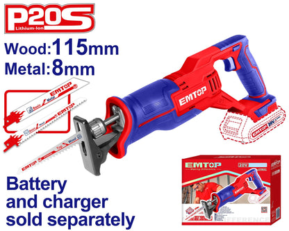 Scie à sabre 20V +2 lames EMTOP ELRS201152 - SME IMPORT