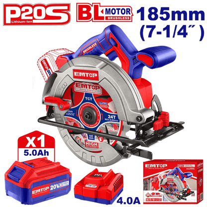 Scie circulaire 185 20V 1B4 EMTOP ELCS18513 - SME IMPORT