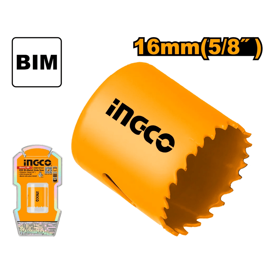 Scie cloche bimétal HSS INGCO 16 mm (5/8") – HSB10161 - SME IMPORT