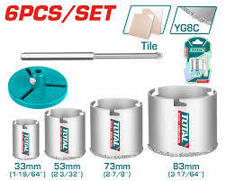 Scies cloches diamantées pour carrelage 6 pièces 33 53 73 83 mm TOTAL TAC44061 - SME IMPORT