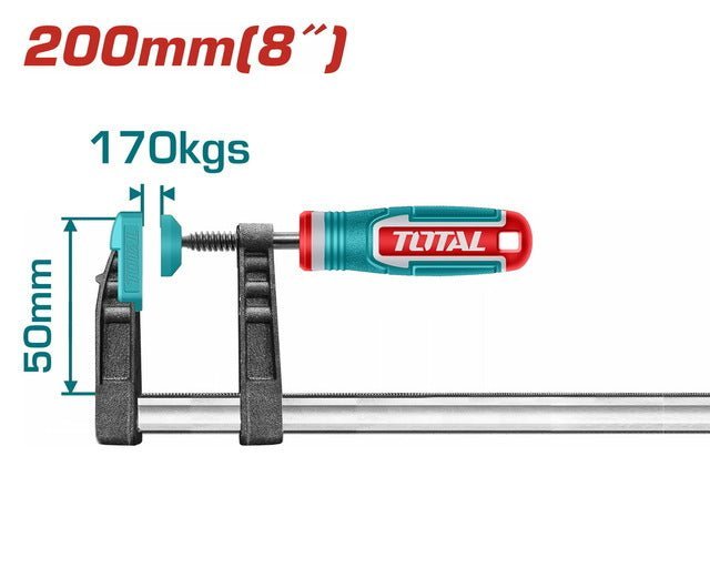 Serre joint 200 mm mâchoire 50 mm acier trempé ergonomique THT1320502 - SME IMPORT