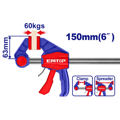 Serre joint rapide 63X150MM 60KG EMTOP ECLPQ60101 - SME IMPORT