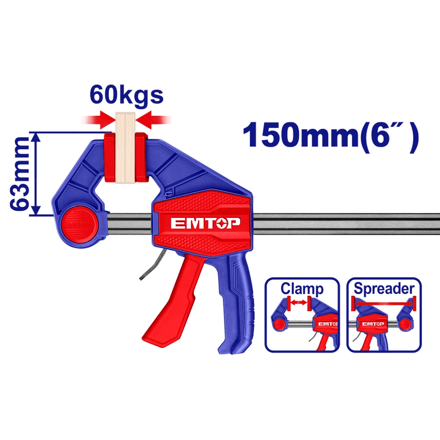 Serre joint rapide 63X150MM 60KG EMTOP ECLPQ60101 - SME IMPORT