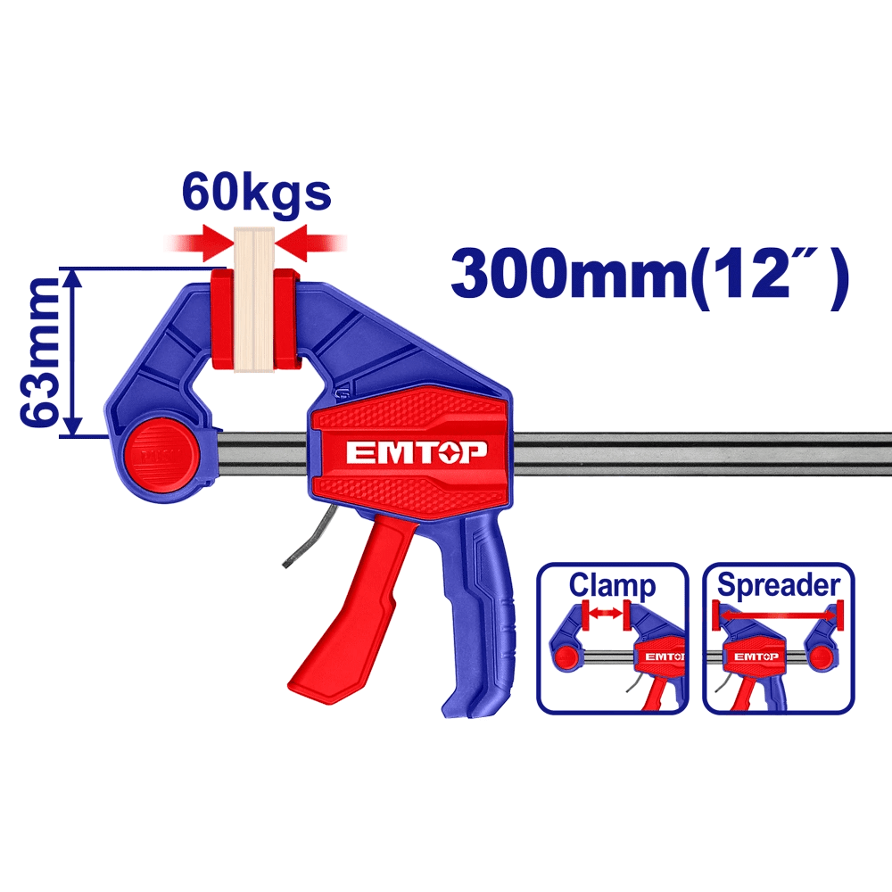 Serre joint rapide 63X300MM 60KG EMTOP ECLPQ60201 - SME IMPORT