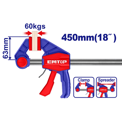 Serre joint rapide 63X450MM 60KG EMTOP ECLPQ60301 - SME IMPORT