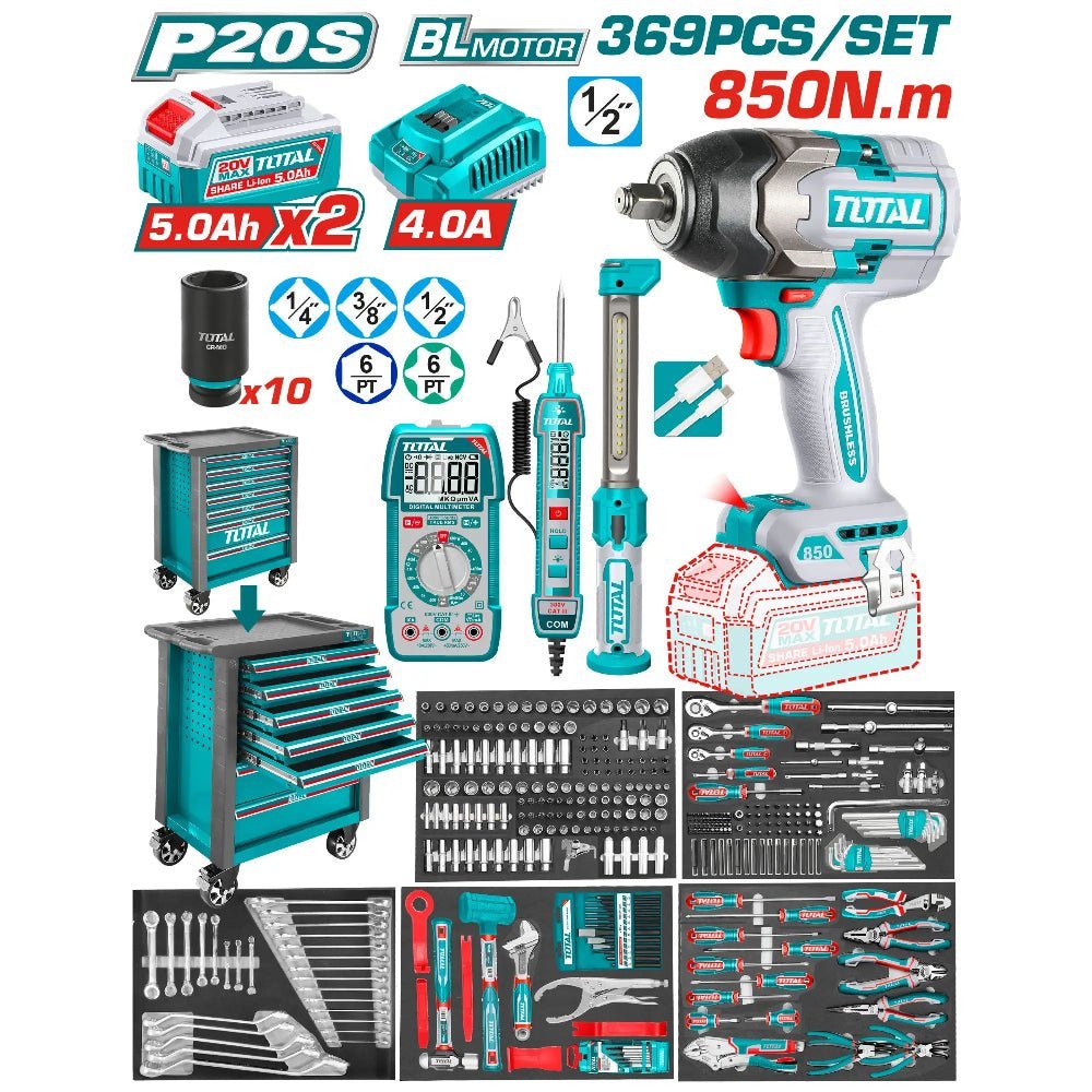 Servante atelier 369 pièces TOTAL THPTCS83692 pack pro - SME IMPORT