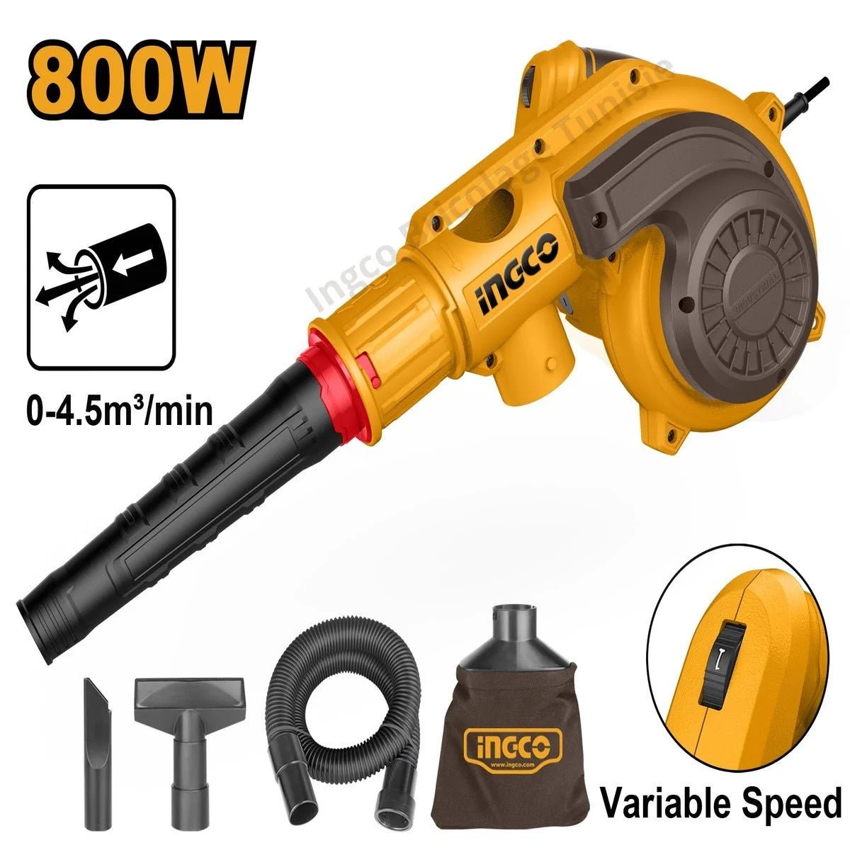 Souffleur-aspirateur 800 W INGCO AB8038 - SME IMPORT