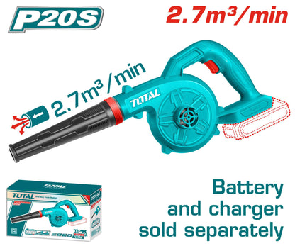 Souffleur TOTAL 20V sans fil TABLI20028 débit 2,7 m3/min - SME IMPORT