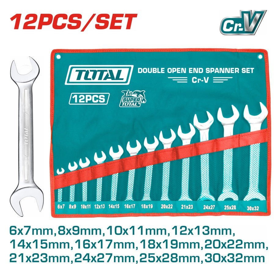 THT1023121 clés plates double ouverture TOTAL 12Pcs CrV - SME IMPORT