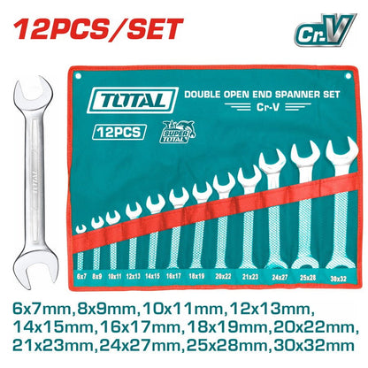 THT1023121 clés plates double ouverture TOTAL 12Pcs CrV