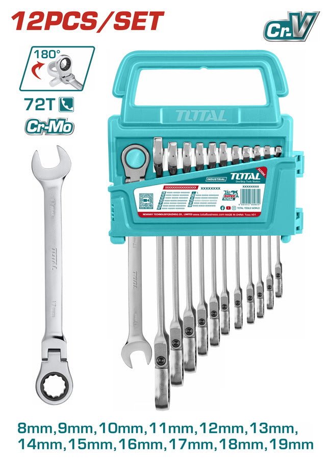 THT102RK5126-Clé mixte cliquet TOTAL 8mm 72D-Anticorrosion