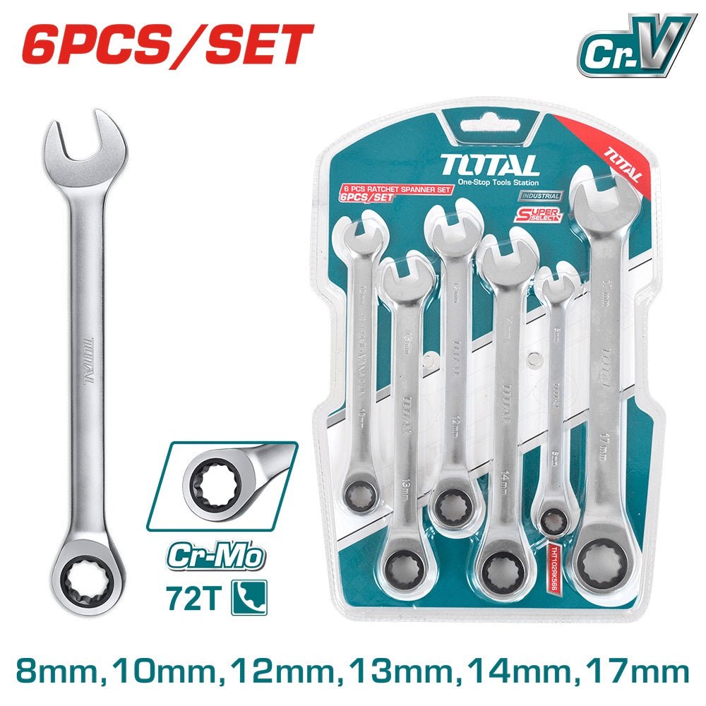 THT102RK566 clé mixte cliquet TOTAL 6 pièces mesures - SME IMPORT