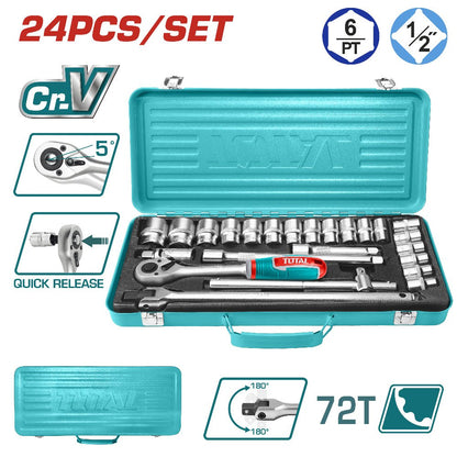 THT121242 boîte douilles 1/2 pouce 24 pièces Cr-V – atelier - SME IMPORT