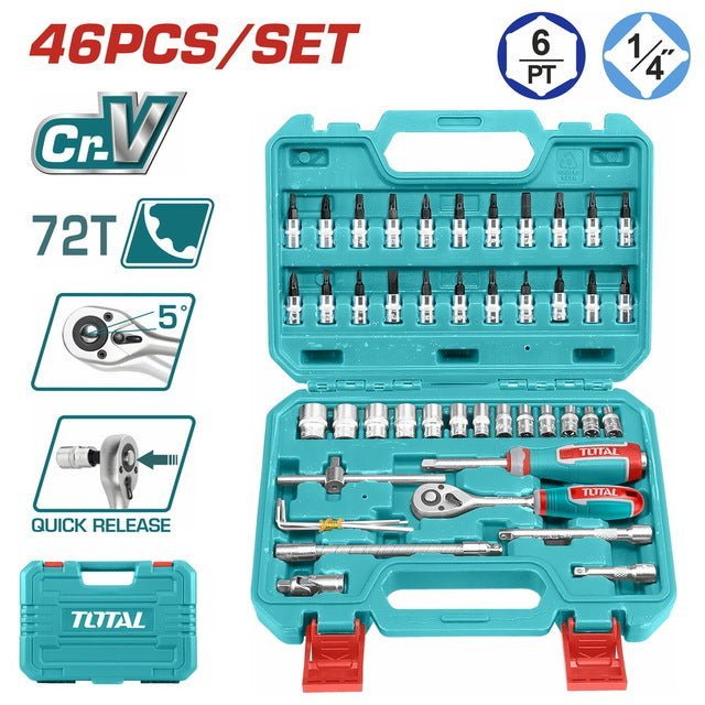 THT141462 coffret 46 douilles TOTAL 1/4 drive 72 serrage - SME IMPORT