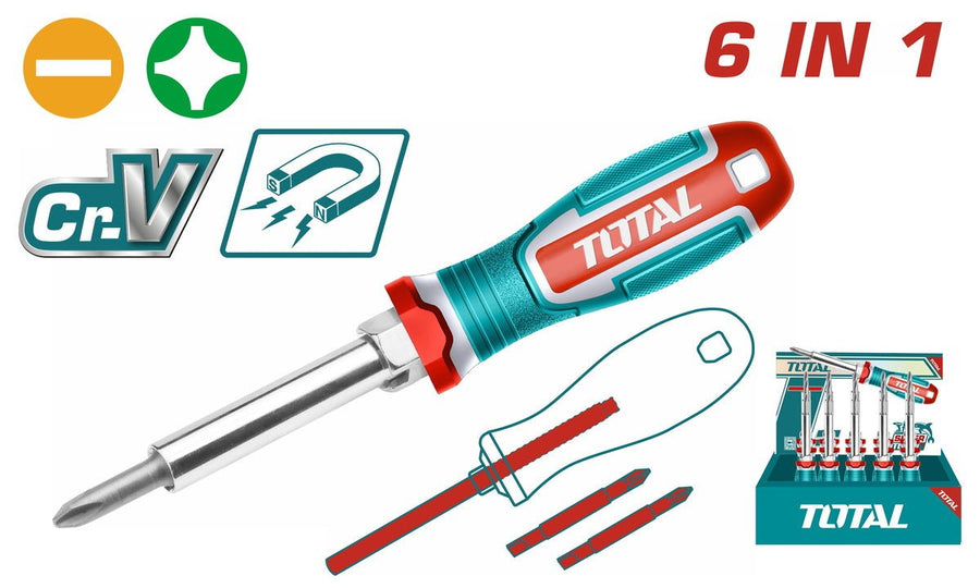THT2506076 – tournevis TOTAL 6 en 1 – embouts réversibles