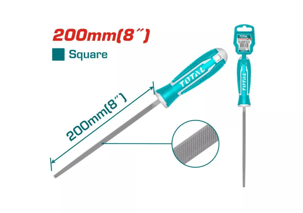 Lime manuelle carrée 200 mm double coupe pour finitions impeccables TOTAL THT91886