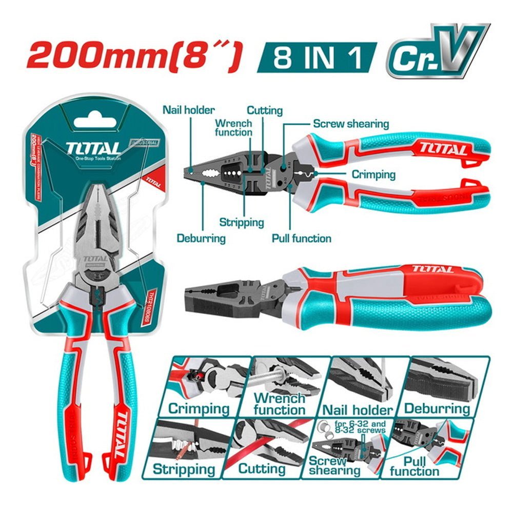 THTMF186 - pince 8 en 1 TOTAL 200 mm - coupe dénudage - SME IMPORT