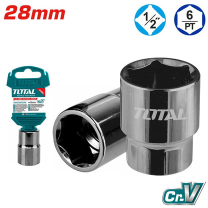 Douille 28 mm CrV 6 pans demi pouce outil mécanique TOTAL THTST12281