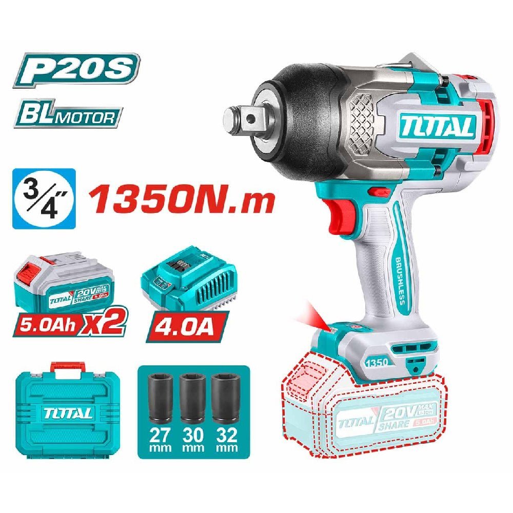 TiWLI20135 clé à chocs TOTAL 20V 3/4 pouces 1350 nm pro - SME IMPORT