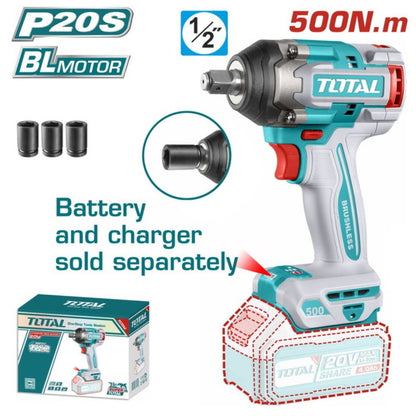 TIWLI20501 clé à choc TOTAL 1/2 pouce 500Nm 20V pour pro - SME IMPORT