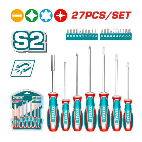 TKSDS2726 - tournevis TOTAL 21 embouts acier S2 - magnétique