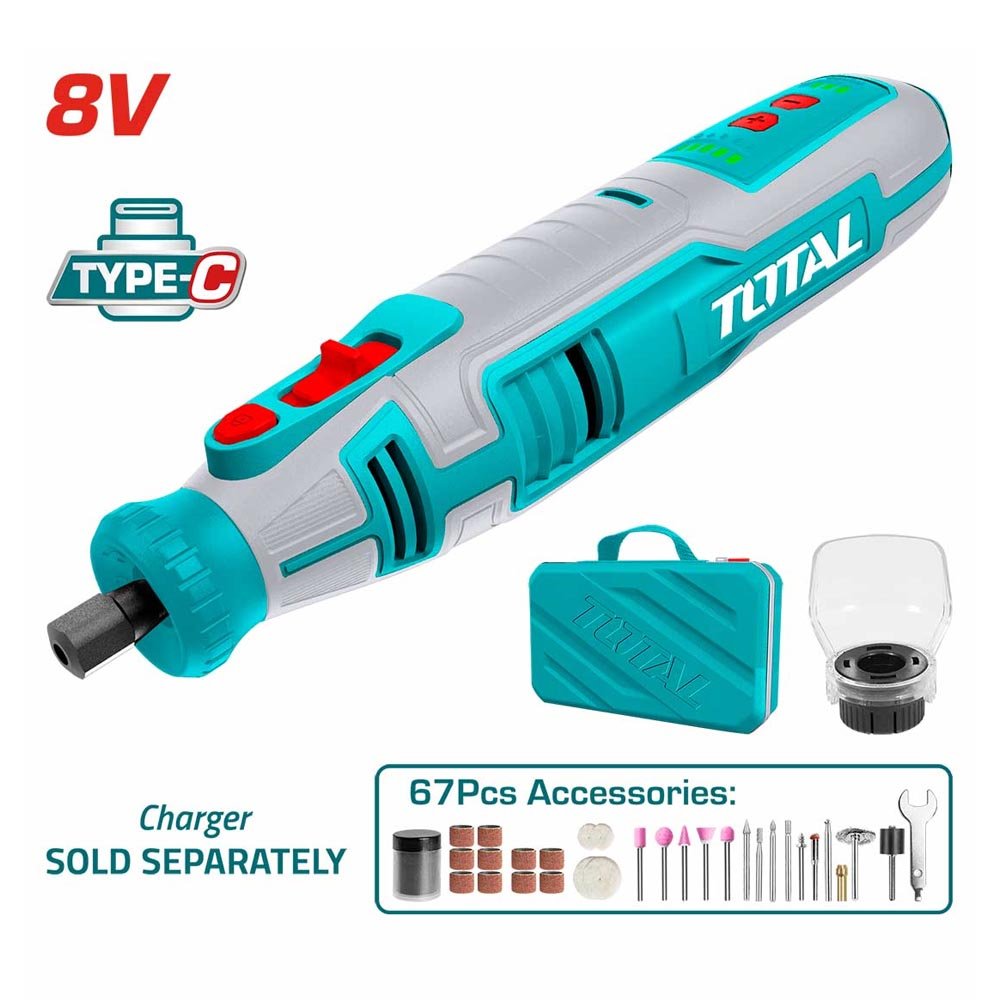 TMGLI0801 meuleuse droite 8V TOTAL vitesse 5k-28k poncer - SME IMPORT