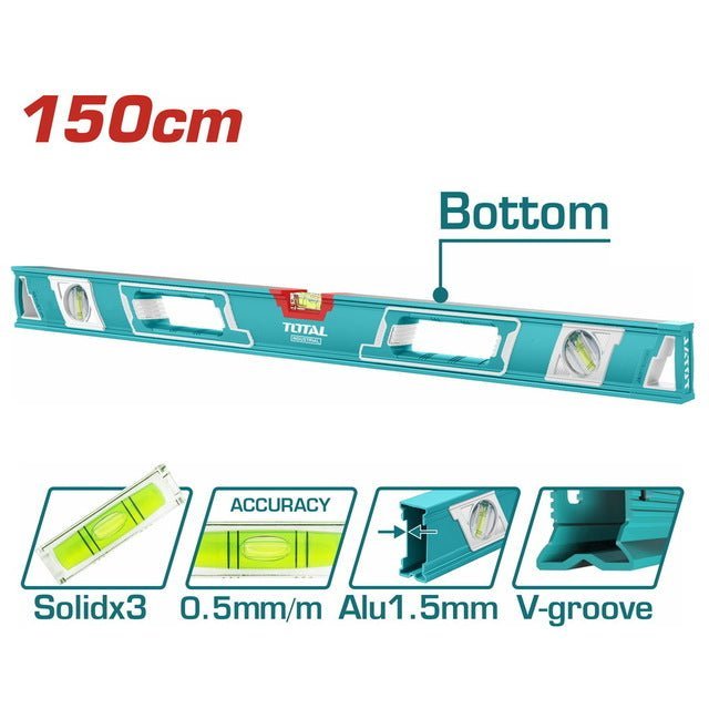 TMT215086 - niveau à bulle TOTAL 150cm - précision 0,5 mm/m - SME IMPORT