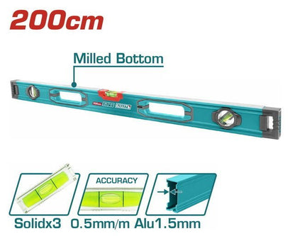TMT220028 – niveau à bulle alu TOTAL 200 cm – 3 fioles - SME IMPORT