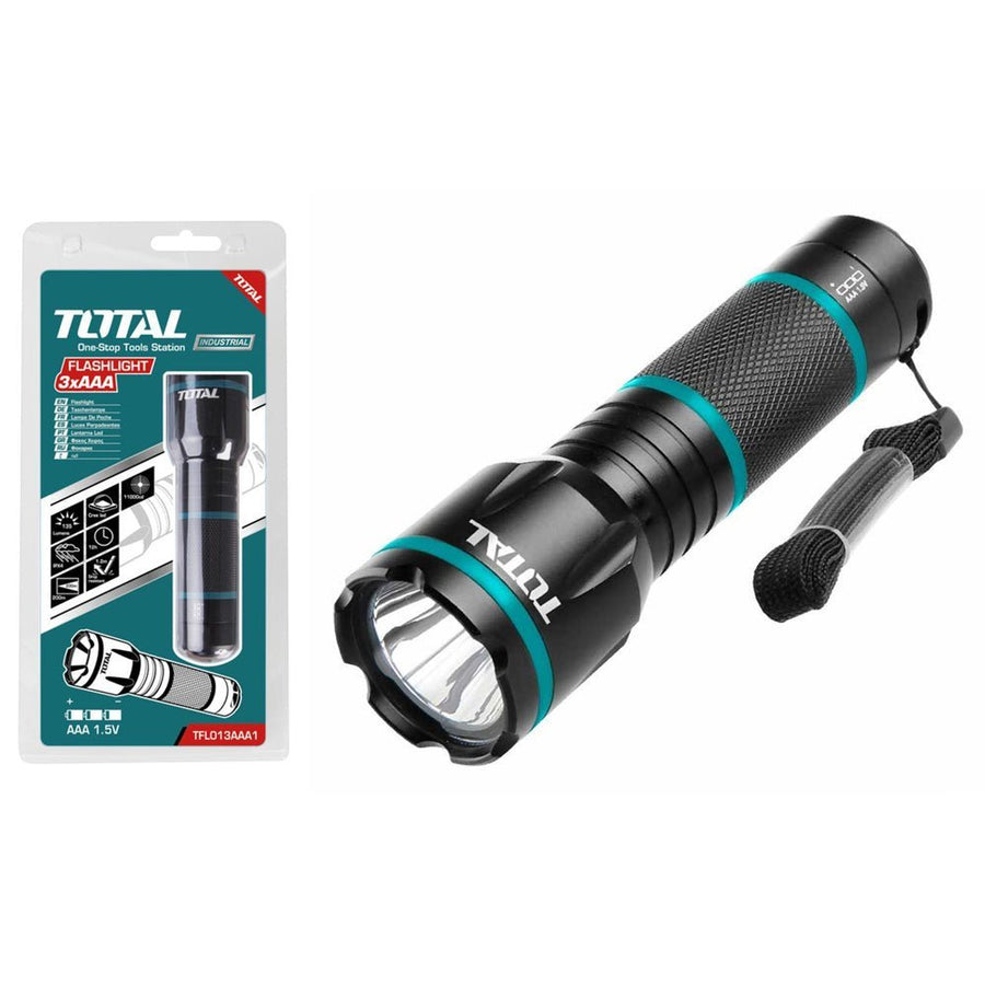 Torche LED 3 w aluminium puissante avec piles aaa TOTAL TFL013AAA1 - SME IMPORT