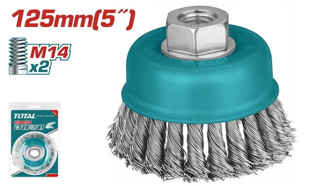 TOTAL brosse torsadée polyvalente 125 mm M14x2 nettoyage TAC32051