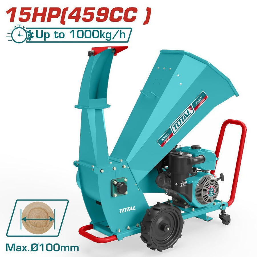 TOTAL broyeur végétaux thermique pro 15 hp 459 cc capacité 1000 kg/h TWCS2100 - SME IMPORT