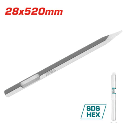 TOTAL burin pointu 28x520mm SDS hex pour démolition lourde TAC15342811 - SME IMPORT