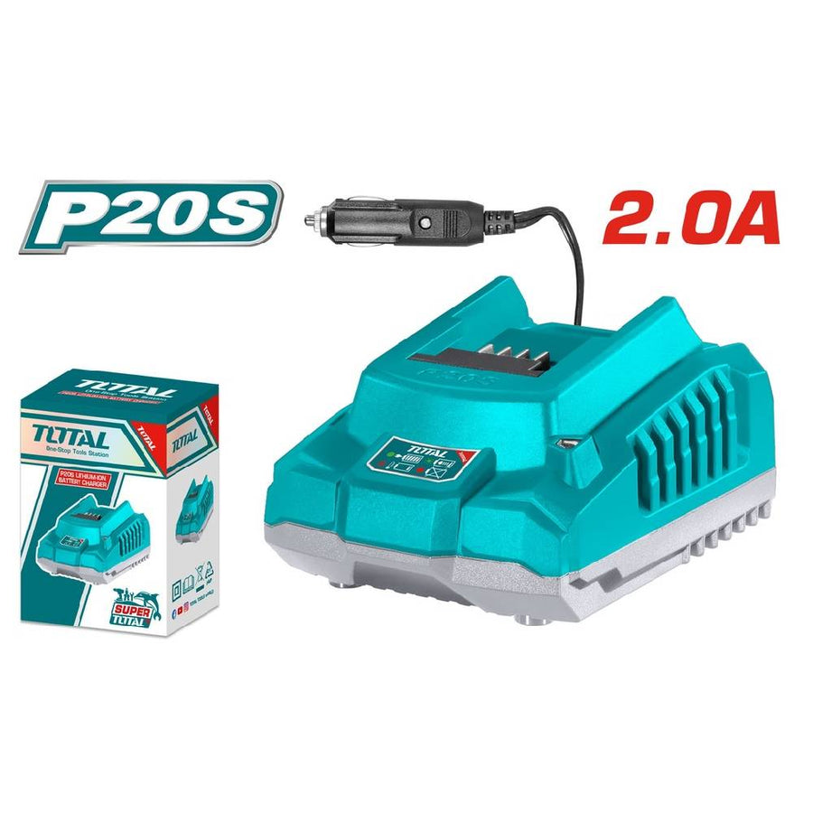 TOTAL chargeur automobile P20S 20V 2Ah lithium ion professionnel TFCLI2012 - SME IMPORT