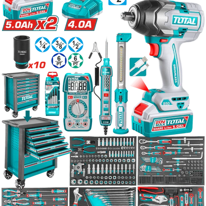 TOTAL clé à chocs sans fil brushless 20 v 850 nm demi pouce 396 pcs THPTCS83962 - SME IMPORT