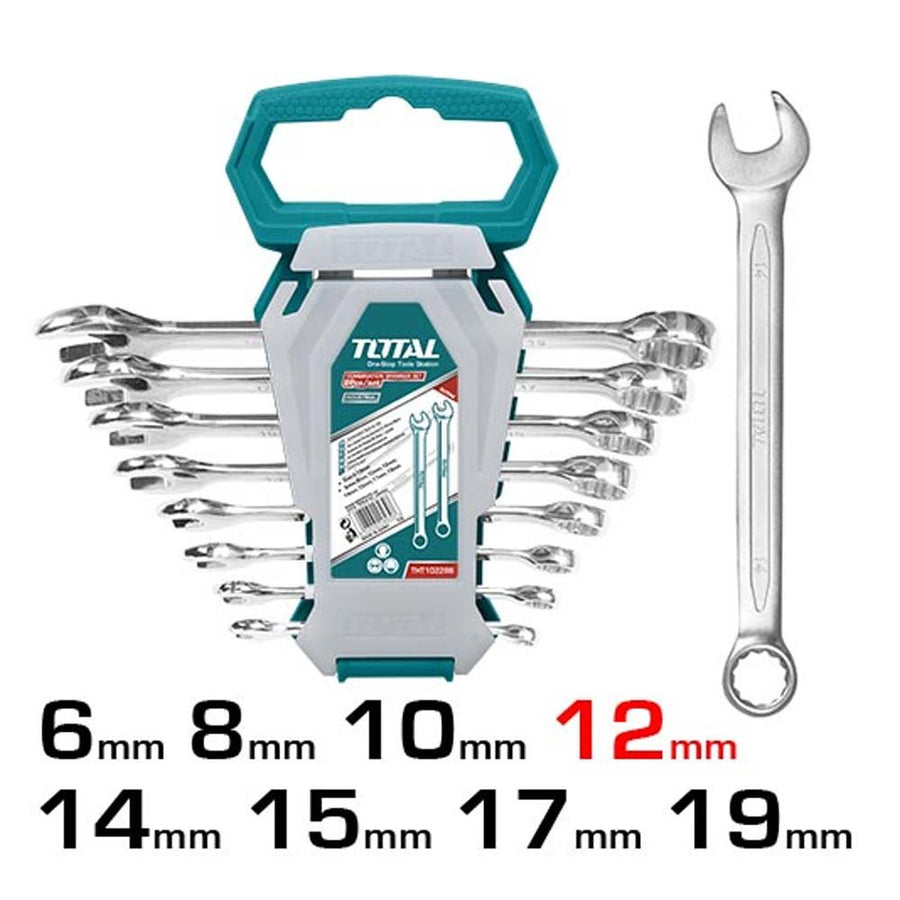 TOTAL clés mixtes jx 8 pièces acier CrV satiné THT102286 - SME IMPORT