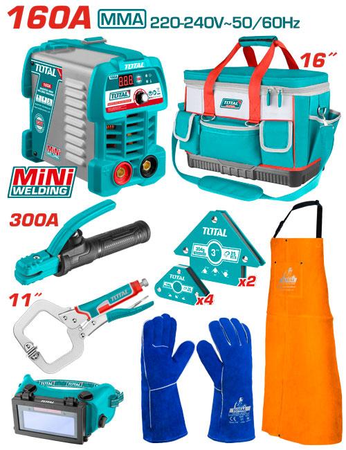 TOTAL coffret 8 pcs poste 160Amp et accessoires TOS23095 - SME IMPORT