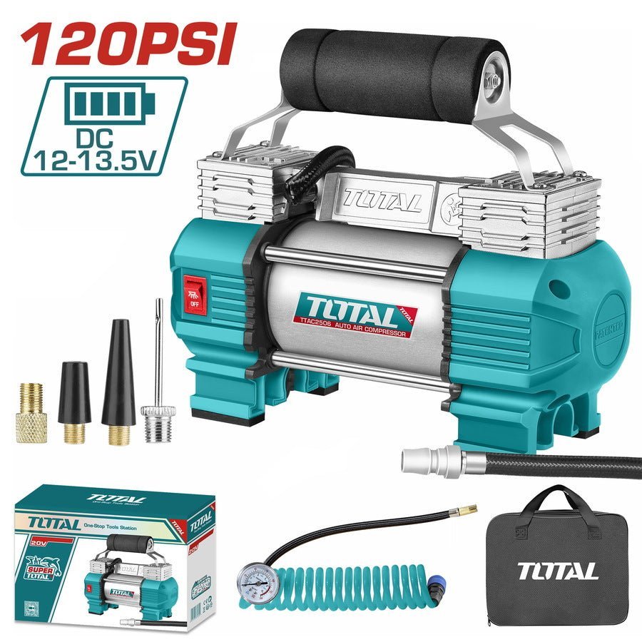 TOTAL compresseur d'air 2 cylindres TTAC2506 portable 12V - SME IMPORT