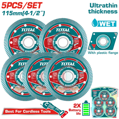 TOTAL disque diamant 115 mm pour meuleuse haute efficacité universel TAC511155