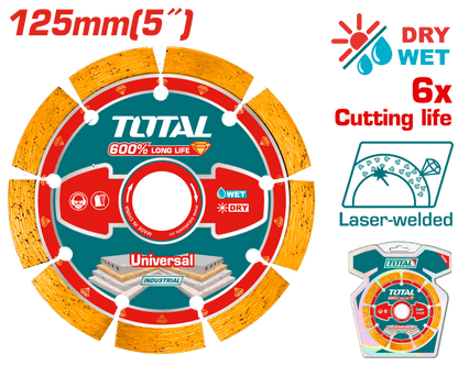 TOTAL disque diamant universel 125 mm segmenté pour construction TAC2171251 - SME IMPORT