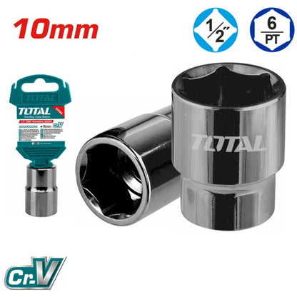 TOTAL douille hexagonale 1/2 pouce 10 mm Cr-V professionnelle THTST12101 - SME IMPORT