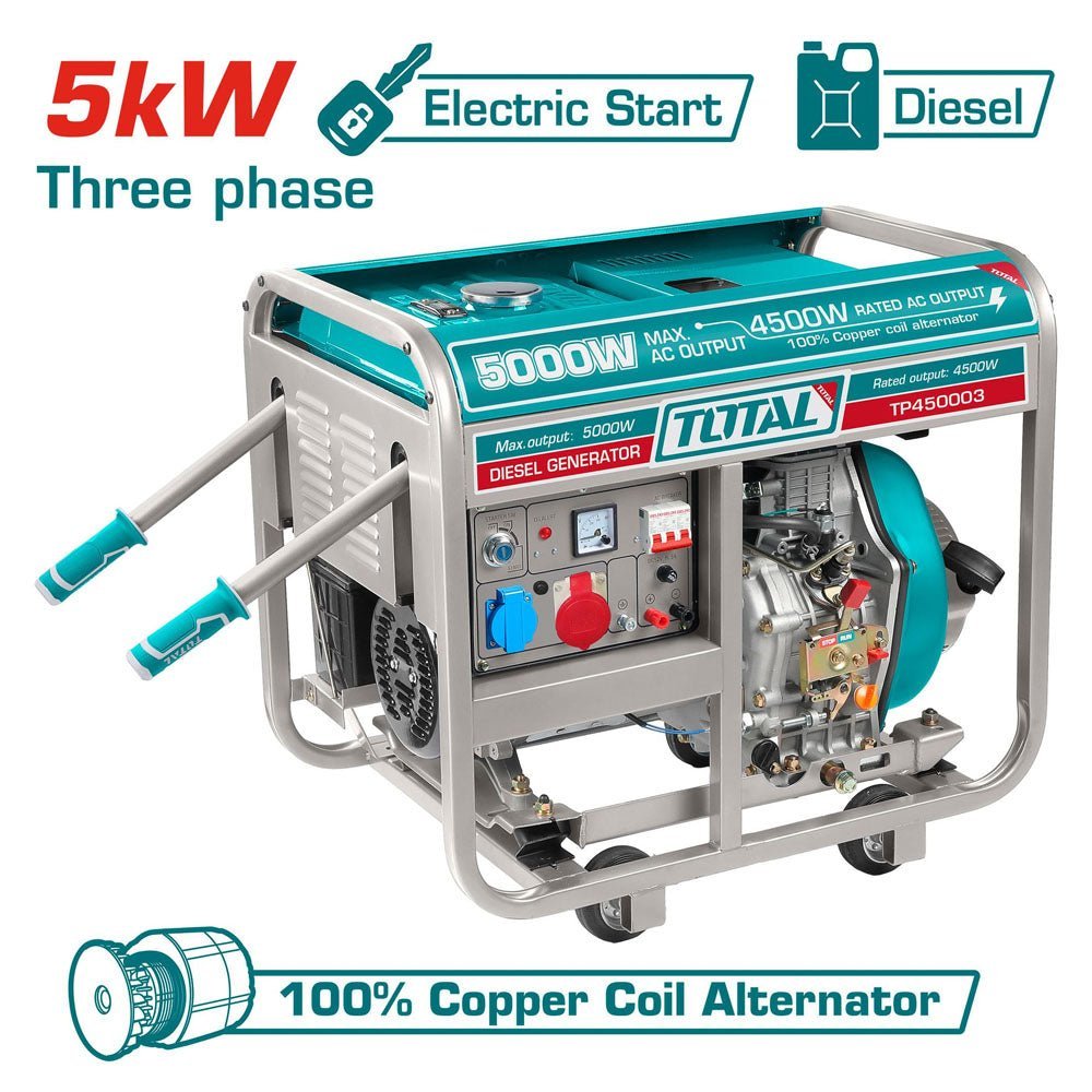 TOTAL groupe électrogène diesel 5 kw triphasé démarrage électrique TP450003 - SME IMPORT