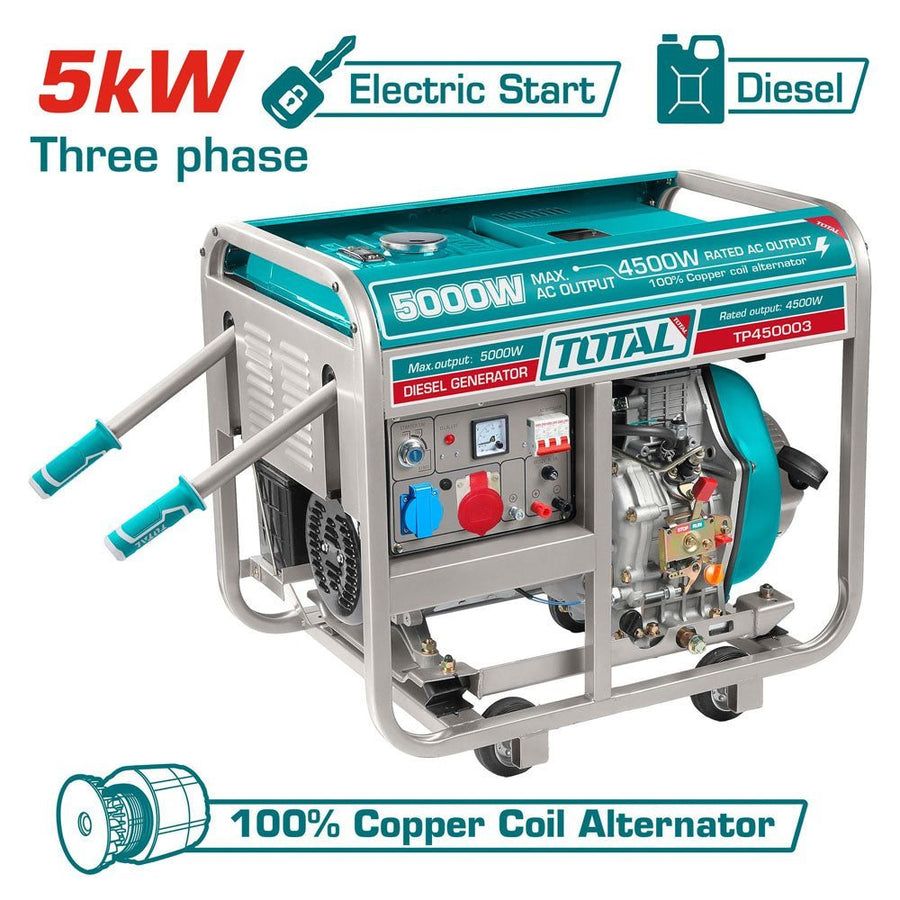 TOTAL groupe électrogène diesel 5 kw triphasé démarrage électrique TP450003 - SME IMPORT